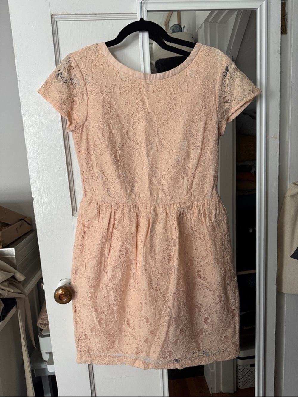H&M Pink Lace Short Sleeve Mini Dress